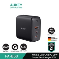 AUKEY PA-B6S Omnia 90W 3-Port For MacBook Pro Charger with GaNFast TechnologyWall Charger รุ่น PA-B6