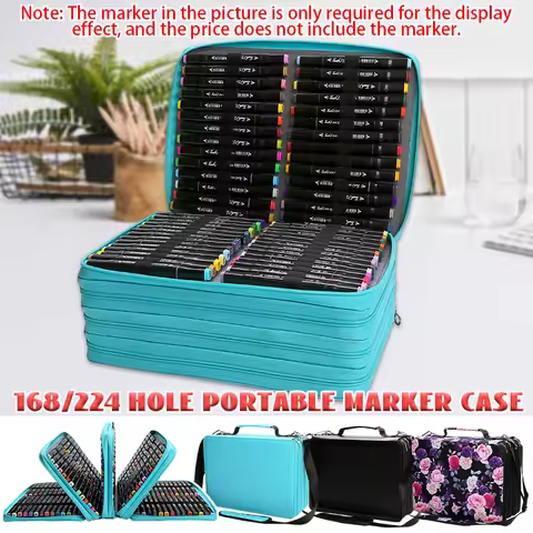 168/224 Holes Colored Pencil Case Felt Kit Marker Storage Bag Large Capacity Case Stationery Holder 
