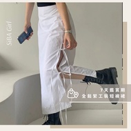 [SiBA Girl] YIFAN-6058 Side Laced-Up Design Split High Waist Long Skirt Style 5D