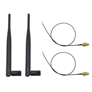 2 x 2.4GHz 6dBi Indoor Omni-Directional WiFi Antenna 802.11n/b/g RP-SMA Female Connector + 2 x 20cm/
