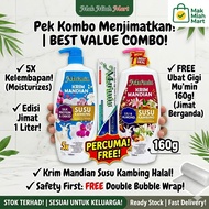 [BEST DEAL] Mu'min Goat's Milk Body Wash 1000ml FREE Mu'min Toothpaste 160g Krim Mandian Susu Kambin