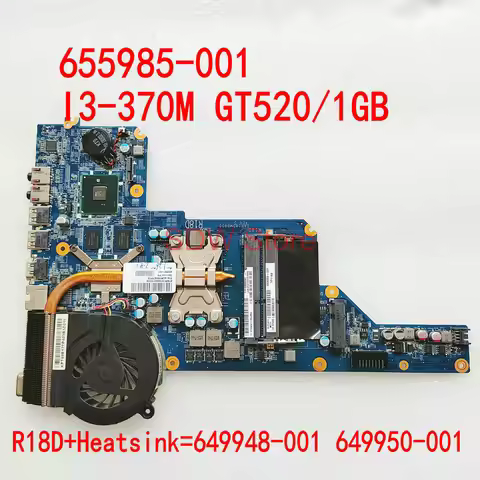 655985-001 For HP G4 G6 Motherboard I3-350M+Heatsink For 649950-001 649948-001 R23 DA0R23MB6D0 65599