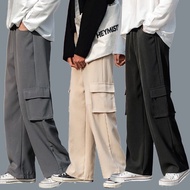 M-5XL Loose Plus Size Straight Cut Cargo Pants Multiple Pockets Casual Long Pant Men