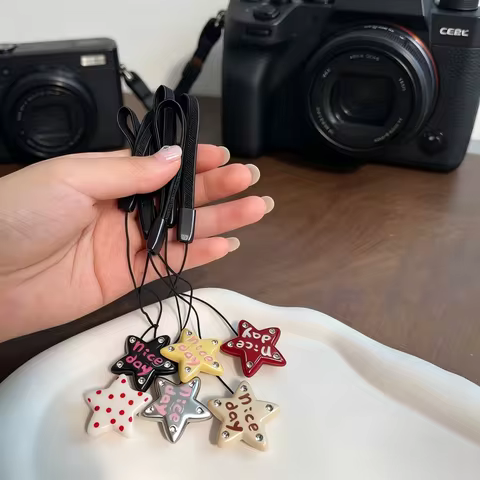 Cute Cartoon Camera Lens Cap Anti-lost Rope Keeper Strap For Canon R50 Sony ZV-E10 Fuji XT50 XT5 XT4