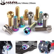 WONDERFUL 10mm/16mm/18mm/20mm Stem Fixing Bolts M6 Bicycle Stems Screws Fixed Bolt Accessories TC4 Outdoor MTB Cycling Titanium Arroy Bike Parts/Multicolor