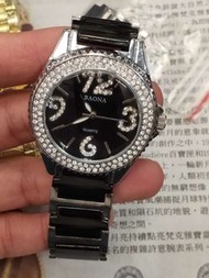 209*黑色陶瓷水鑽手錶 baona 手錶