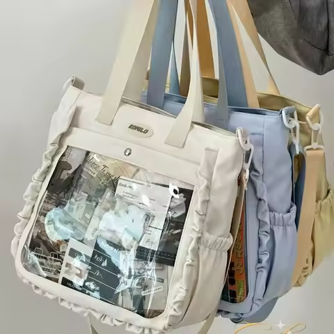 Cute Ulzzang Ita Bag Large Capacity Tote Shoulder Bag Japanese Harajuku College Crossbody Bag DIY Ba