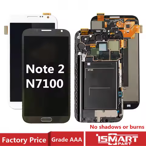 For Samsung Galaxy Note 2 II LCD Display Touch Screen Dizitizer Assembly with Frame GT-N7100 N7105 N