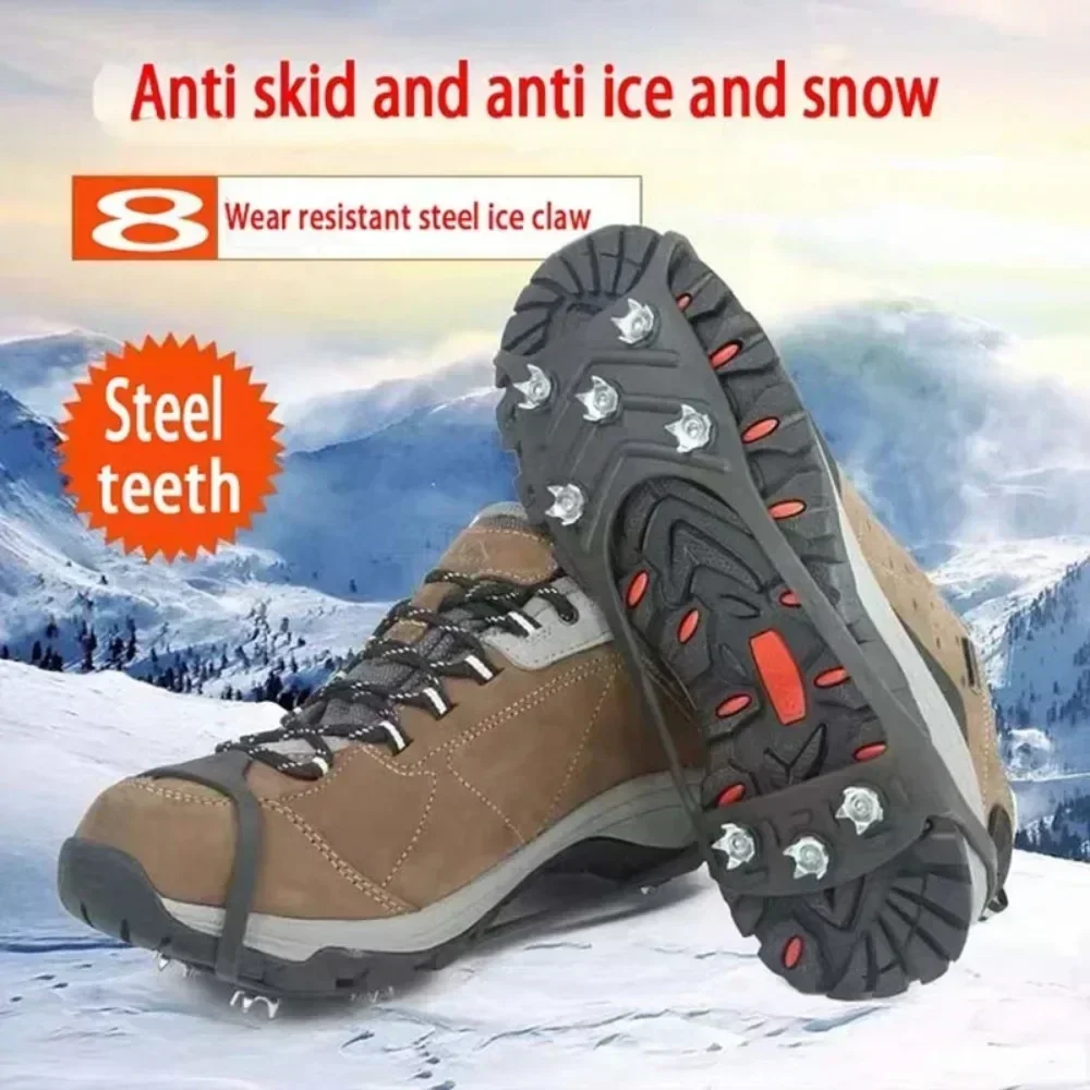 8 Teeth Ice Gripper Spike Shoes Winter Outdoor Hiking Mountain Climbing Ice Snow Crampons Anti-slip