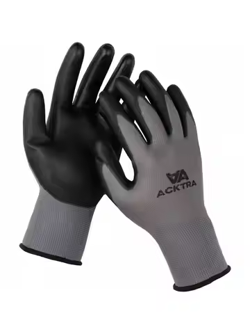 72 Pairs Safety Work Gloves Polyurethane PU Coated Grey Polyester Black Coating Ultra-Thin and Light