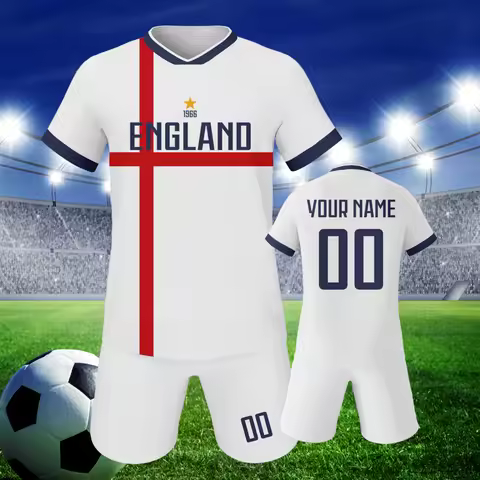 Custom England Soccer Jersey Kids Football Uniform Set Personalized Name Number Youth Team Training