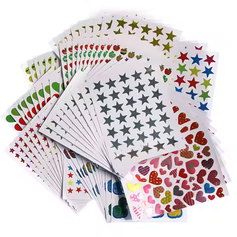 10 Sheets/Pack Gold-Plated Award Glitter Stickers Mother Teacher Praise Label Award Five-Pointed Sta
