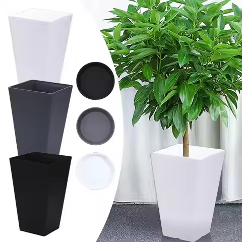Large Square Flower Pots Resin Decorative Flower Pots Flower Pots Outdoor Plant Decoration Outdoor F