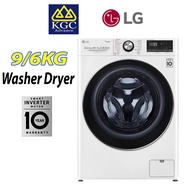 LG Front Load Dryer with AI Direct Drive ,Steam+ (9/6kg) FV1409H2W