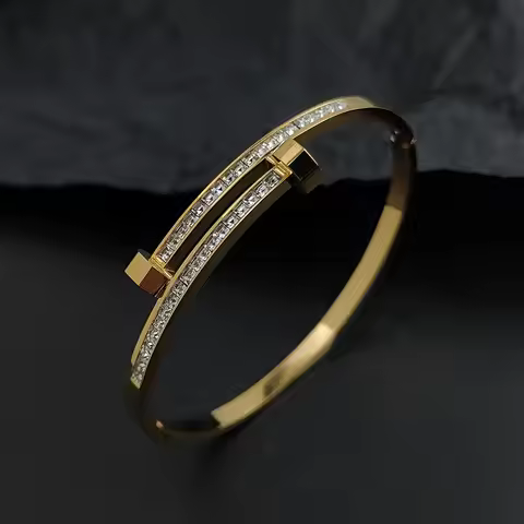 New style baby's breath nail zircon stainless steel gold-plated bracelet, high quality waterproof si