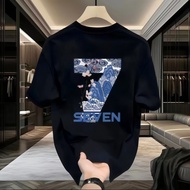 Cool Number 7 Print T-Shirt, Street Fashion Style, Oversize Versatile
