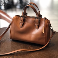 BeeGreen Women High Quality Genuine Leather Handbag Classic Boston Bag Elegant Shoulder Bag Daily Commuting Bag Casual Sling Bag