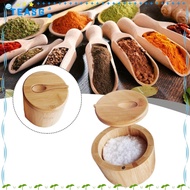 TEASG Wooden Storage Jar Kitchen Tool Household Spice Shaker Storage Boxes Condiment Can Bento Box Spice Bottle