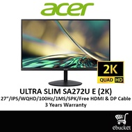 ACER SA272U E / SA272UE 27" WQHD MONITOR (27" IPS WQHD / 1MS / 100HZ / FREESYNC / HD MI + DP)