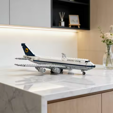 3202pcs MOC Retro Lufthansa Boeings 747-8I Icons Model Toys Building Blocks Construction Christmas G