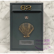 [Grocery King] Brushed Gold Shell Mailbox Including House Number/Mailbox 5 Colors Optional// Good We