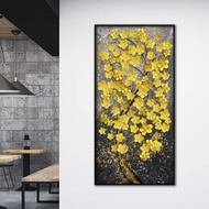 Yellow apricot flower canvas print 60x120 with frame