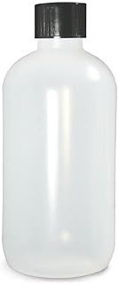 Qorpak PLC-03668 Natural LDPE Boston Round Bottle with 24-410 Black Phenolic PolyCone Form Cap, 4oz 