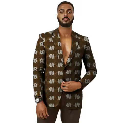 African Design Couture Print Men's Blazers Hand-cut Male Suit Jackets Ankara Print Outfit Basic Part