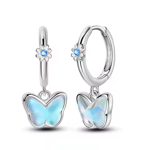 Stylish 925 Sterling Silver Dreamy Aurora Butterfly Drop Earrings For Women Fine Valentine's Day Jew