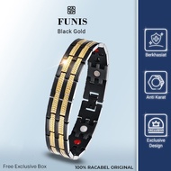 Racabel Funis Silver Hitam - Gelang Batu Magnet Obat untuk Kesehatan Wanita dan Pria