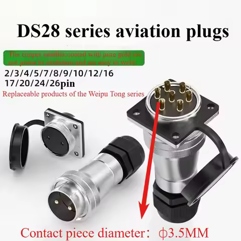 DS28 Series Square Panel Mount Electrical Wiring Harness Connector 5- 24 Pin Outdoor Industrial Powe