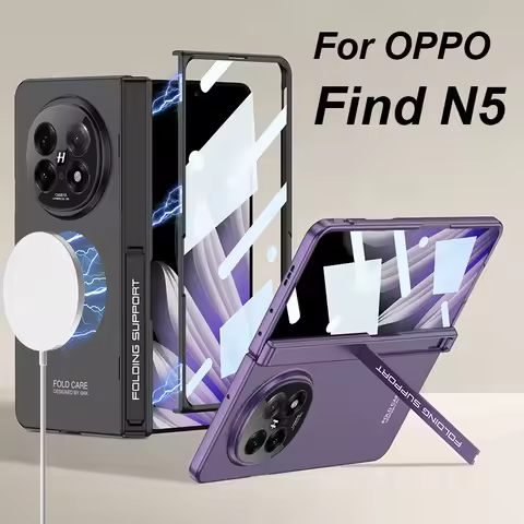 Magnetic Hinge Stand Armor Case For OPPO Find N5 Magnetic Wireless Charge Screen Glass Protective Co