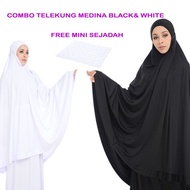 Leanen Combo Telekung Medina Black & White (FREE SEJADAH MINI)