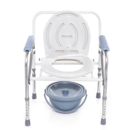 เก้าอี้นั่งถ่าย อาบน้ำ อลูมิเนียม 2 IN 1 เก้าอี้นั่งถ่าย ผู้สูงอายุ พับได้ ปรับความสูงได้ โครงอลูมิเนียมอัลลอยด์ น้ำหนักเบาไม่เป็นสนิม เก้าอี้ขับถ่าย แบบพับได้ toilet Chair V1 patient toilet chair ,Grade Can be adjusted to 6 level สุขาเคลื่อนที่ MARIE