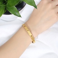 LOVE 4ND PEACE Lucky Rose Gold Exquisite Buckle Stainless Steel Hollow out Korean Style Bracelet Star Bangle Women Bangle Fashion Jewelry