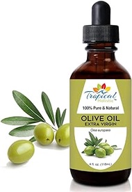 Tropical Holistic Extra Virgin Organic Olive Oil 4 oz - Cold Pressed Unrefined - Use For Face, Baby Skin, Hair, Dry Scalp, Massage