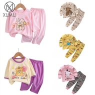 XUMU <<จัดส่งไว>> ชุดนอนเด็กแขนยาว cotton 100% ลายการ์ตูนน่ารัก ใส่สบาย ราคาดี ชุดนอนเด็ก