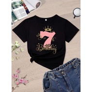 T-Shirt for a 7Th Birthday Featuring a Crown, Perfect for a Princess-Themed Party