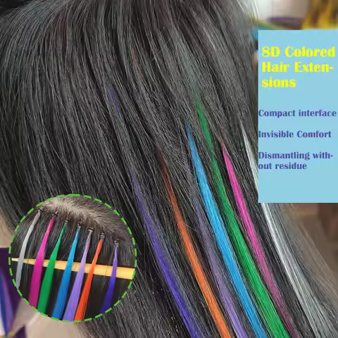 8D Color Hair Extensions Natural Real Human Fusion Blue Purple Pink Grey 613 Color 20" Inch 100% Hum
