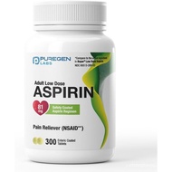 Puregen Labs Aspirin 81 mg Low Dose (NSAID) – 300 Enteric Coated Tablets