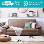 dekoruma hato sofa bed minimalis kulit | sofabed ruang tamu - cokelat