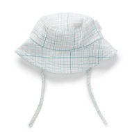 澳洲Purebaby有機棉嬰兒遮陽帽 3~12月綠色格紋