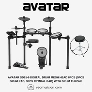 AVATAR SD61-6 DIGITAL DRUM MESH HEAD 8PCS (5PCS DRUM PAD,3PCS CYMBAL PAD) W/DRUM THRONE