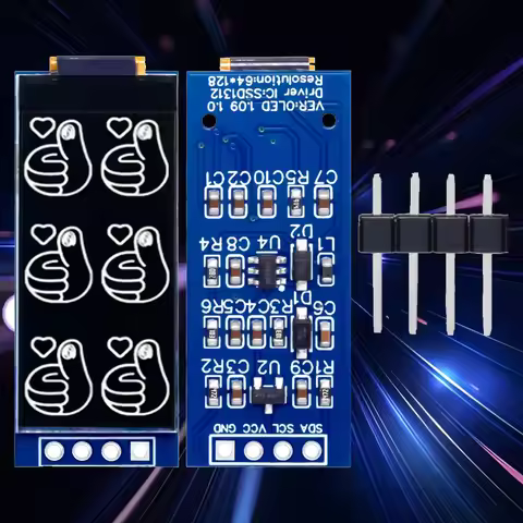 1.09/1.1 Inch OLED Display Module - 128x64 SSD1312 Driver I2C Interface for Arduino (64x128 Resoluti
