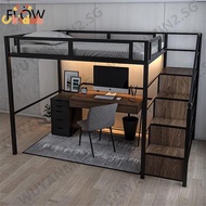 【 Custom Bed 】Multifunction Nordic HDB Bed Frame Loft Bed Iron Stand Single Bed Frame wuyanmin2.sg