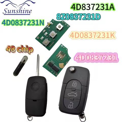 Sunshine 4D0837231A/N/K/231D Remote Car Key Compatible with Audi A3 A4 A6 A8TT RS4 Quattro Old Model