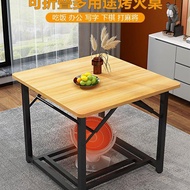 HY/🎁Thermal Table Foldable Dining Table Household Oven Rack Winter Heating Study Table Square Mahjong Table Stainless St