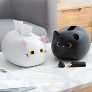 Latby Cute Cat Tissue Box - Decorate Kitchen, Living Room, Bathroom Tissue Holder - White and Black 