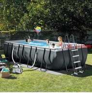 INTEX26356長方形支架戲水池 超大家庭管架游泳池私人別墅派對