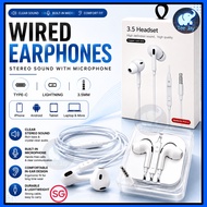 Type C Lightning 3.5mm Wired Earphones with Mic Stereo Sound Earpiece for iPhone Android Laptop